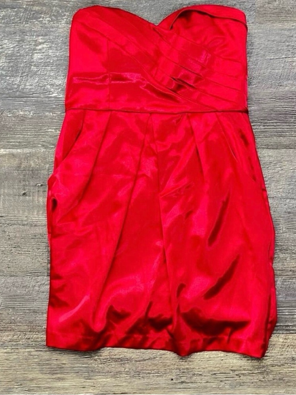 NWT BCX red satin strapless formal cocktail dress size 9 juniors B149